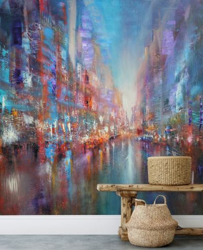 bunte abstrakte Kunst einer Stadt Tapete