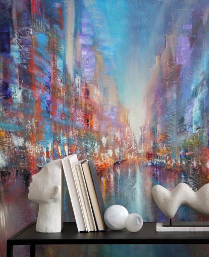 colorido arte abstracto de un papel pintado de la ciudad