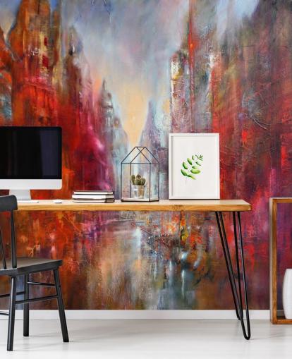 rød, orange og pink abstrakt malet by tapet rød, orange og pink abstrakt malet by tapet