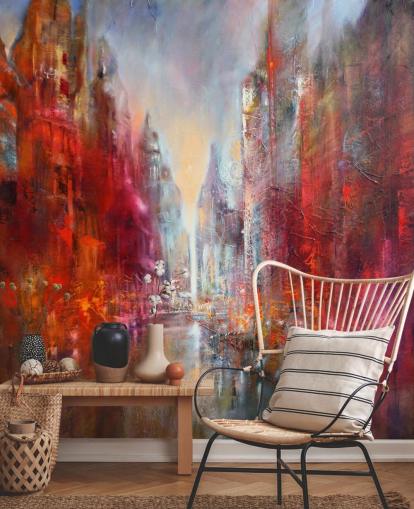red, orange and pink abstract painted city wallpaper red, orange and pink abstract painted city wallpaper