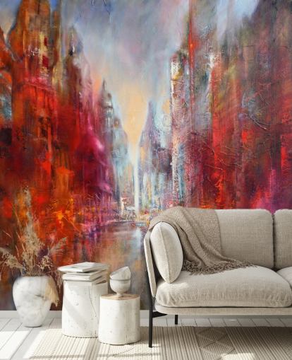 red, orange and pink abstract painted city wallpaper red, orange and pink abstract painted city wallpaper