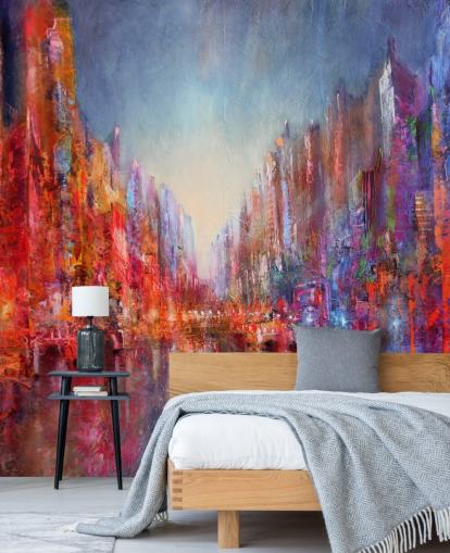 colourful abstract of city wallpaper