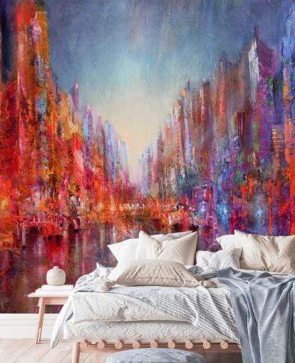 colourful abstract of city wallpaper