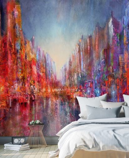colourful abstract of city wallpaper