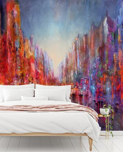 colourful abstract of city wallpaper