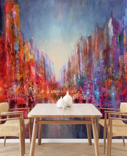 colourful abstract of city wallpaper