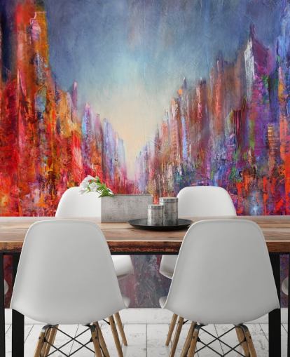 colourful abstract of city wallpaper