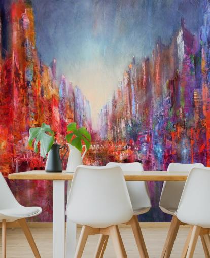 colourful abstract of city wallpaper