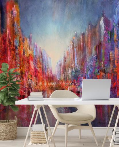 colourful abstract of city wallpaper