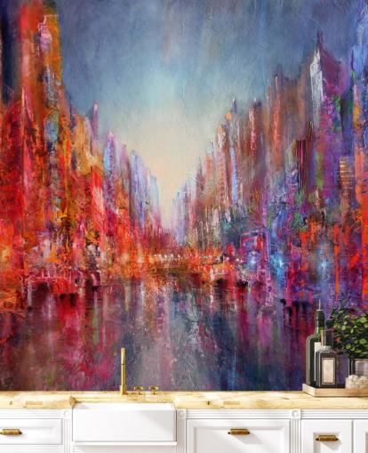 carta da parati colorata astratta della città