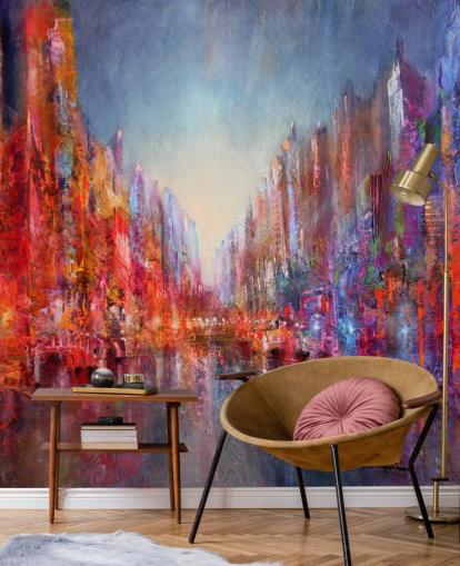 colourful abstract of city wallpaper