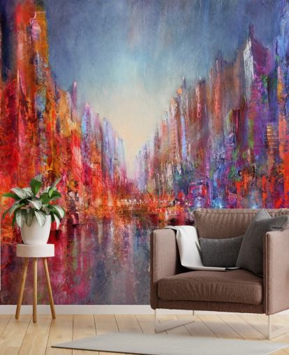 colourful abstract of city wallpaper