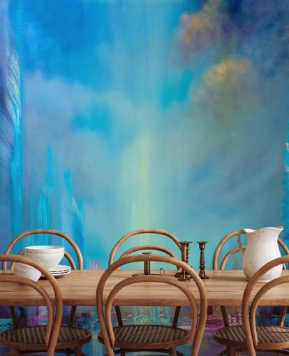 bblue stad abstrakt tapet