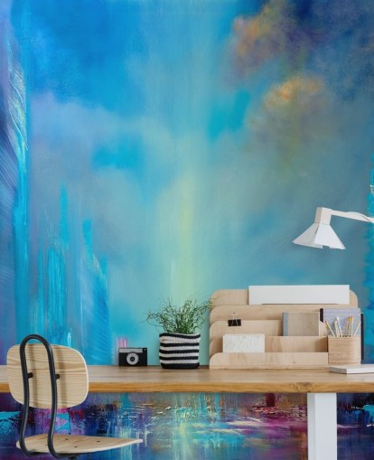 blaue Stadt abstrakte Tapete