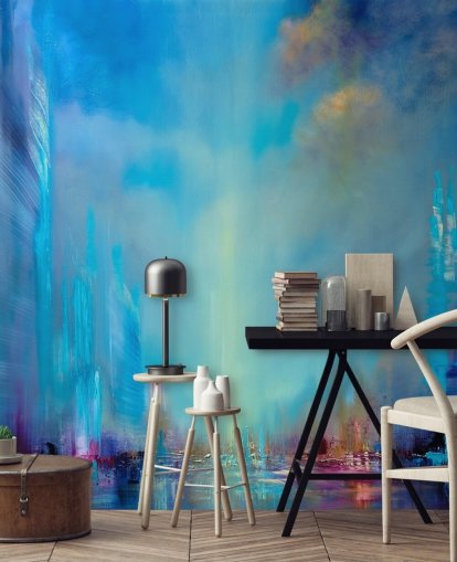 fond d'écran abstrait de la ville bleue