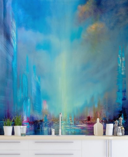 fondo de pantalla abstracto ciudad azul