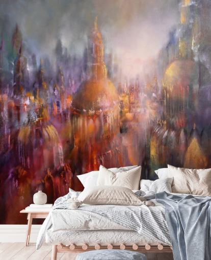 abstract colourful painting of cathedrals wallpaper abstract colourful painting of cathedrals wallpaper