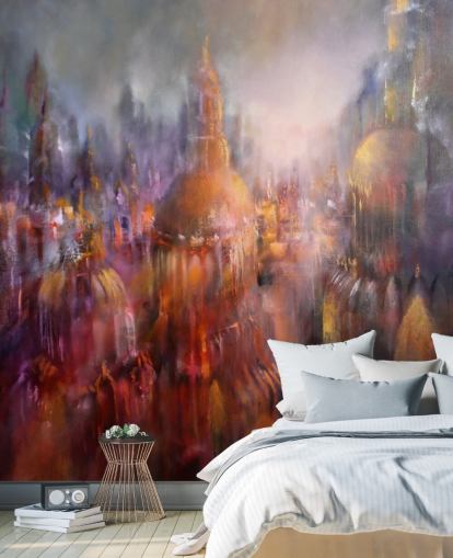 abstract colourful painting of cathedrals wallpaper abstract colourful painting of cathedrals wallpaper