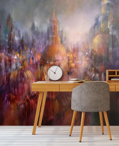 abstract colourful painting of cathedrals wallpaper abstract colourful painting of cathedrals wallpaper