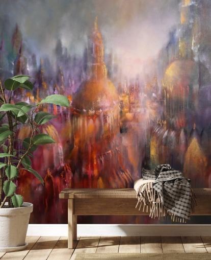 abstrakt färgstark målning av katedraler tapeter abstrakt färgstark målning av katedraler tapeter