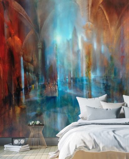 arte abstrata da cidade e pilares da abadia papel de parede