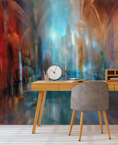 arte abstrata da cidade e pilares da abadia papel de parede