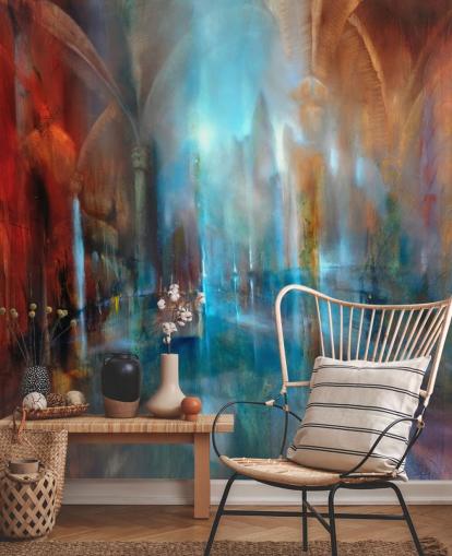 arte abstracto de los pilares de la ciudad y la abadía