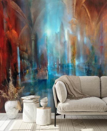 abstrakte Kunst der Stadt und der Abtei Säulen Tapete