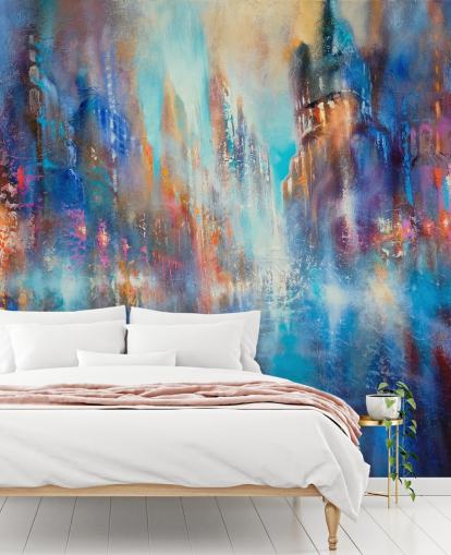 mural abstracto colorido calle ciudad