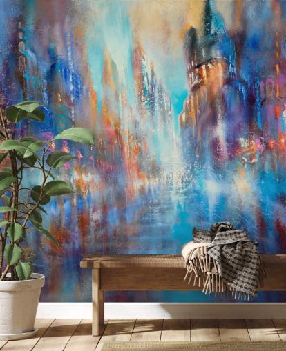 abstract colourful city street wall mural abstract colourful city street wall mural