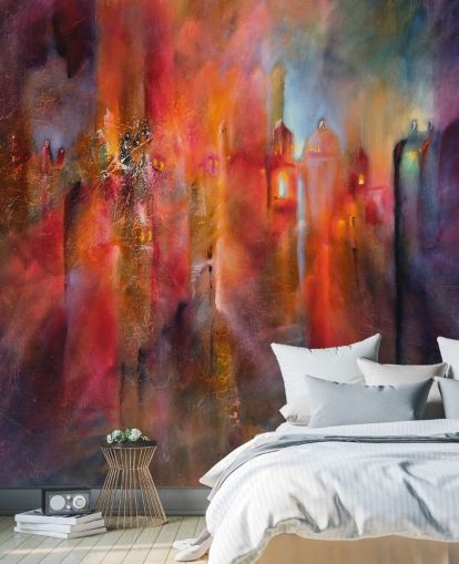 pink, red and purple misty town wallpaper pink, red and purple misty town wallpaper