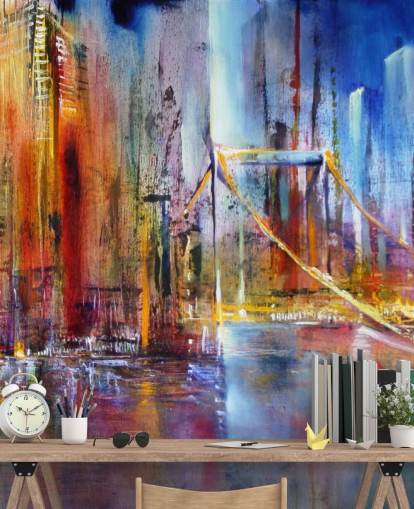 dipinto astratto e colorato di un murale della città dipinto astratto e colorato di un murale della città