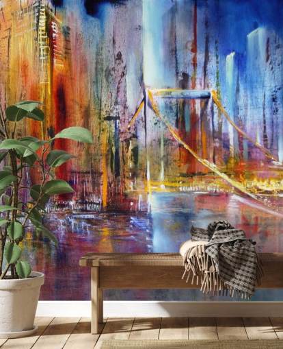 dipinto astratto e colorato di un murale della città