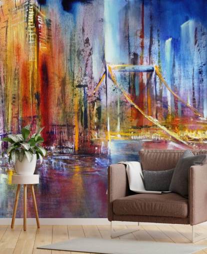 dipinto astratto e colorato di un murale della città