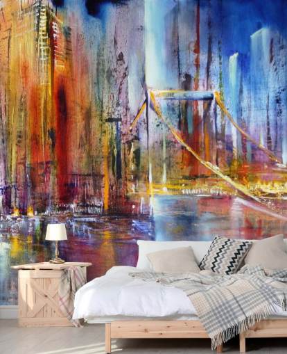 dipinto astratto e colorato di un murale della città dipinto astratto e colorato di un murale della città