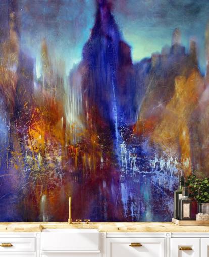 pintura abstracta del camino del árbol del parque con rascacielos sobre fondo de pantalla pintura abstracta del camino del árbol del parque con rascacielos sobre fondo de pantalla