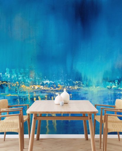 carta da parati blu pittura città astratta