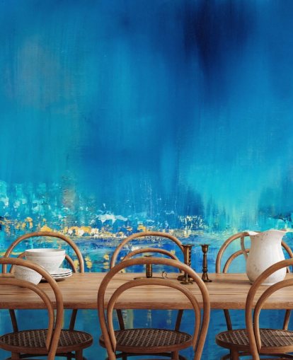 carta da parati blu pittura città astratta