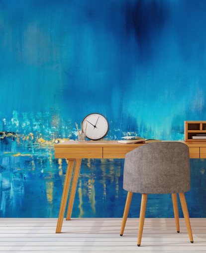 papel de parede de pintura abstrata azul