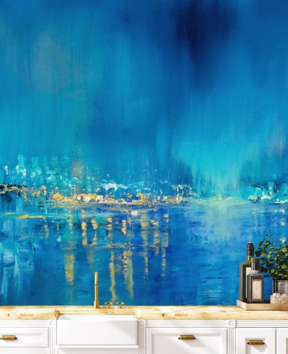 papier peint peinture abstraite bleu