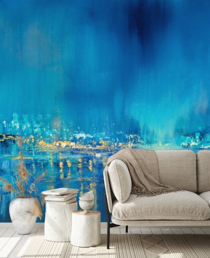 papel de parede de pintura abstrata azul