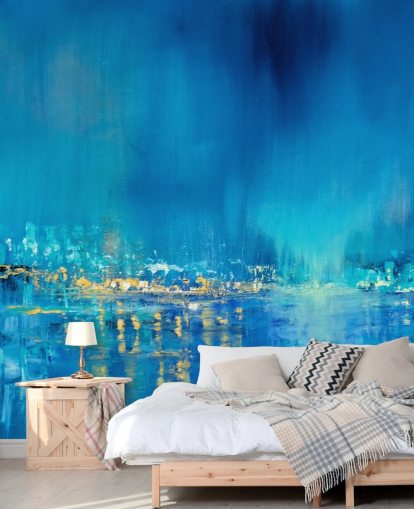 carta da parati blu pittura città astratta carta da parati blu pittura città astratta