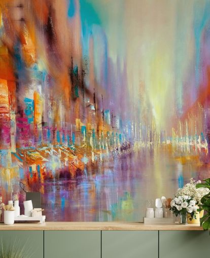 colourful abstract painting of a city wallpaper colourful abstract painting of a city wallpaper