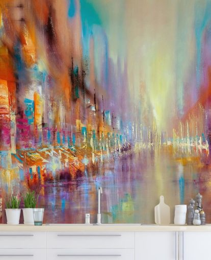 colorato dipinto astratto di una carta da parati della città