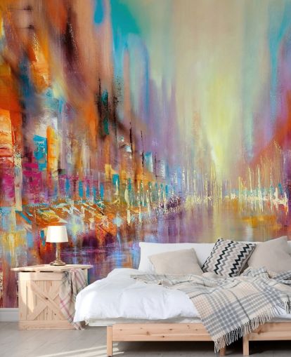 peinture abstraite colorée d'un papier peint de la ville