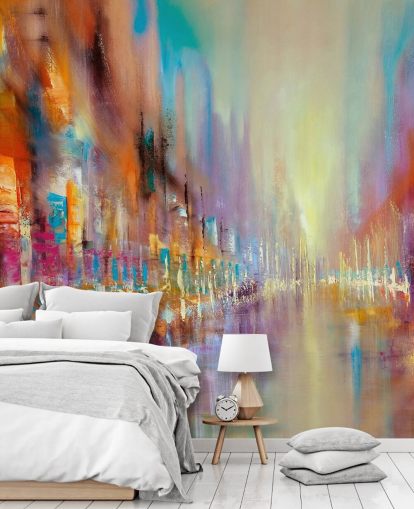 colourful abstract painting of a city wallpaper colourful abstract painting of a city wallpaper