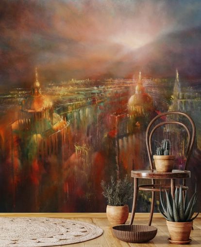 pittura astratta di una città in colori intensi carta da parati pittura astratta di una città in colori intensi carta da parati