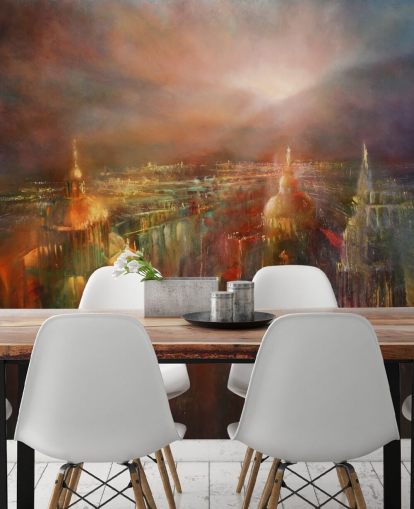 pittura astratta di una città in colori intensi carta da parati pittura astratta di una città in colori intensi carta da parati