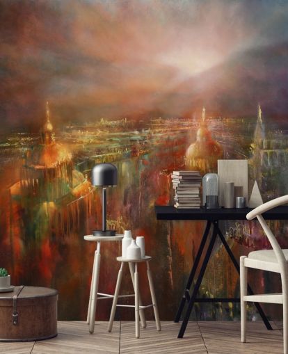 abstract painting of a city in deep colours wallpaper abstract painting of a city in deep colours wallpaper