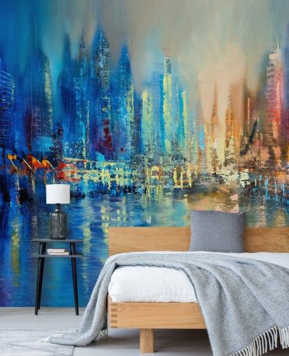 colourful abstract city wallpaper